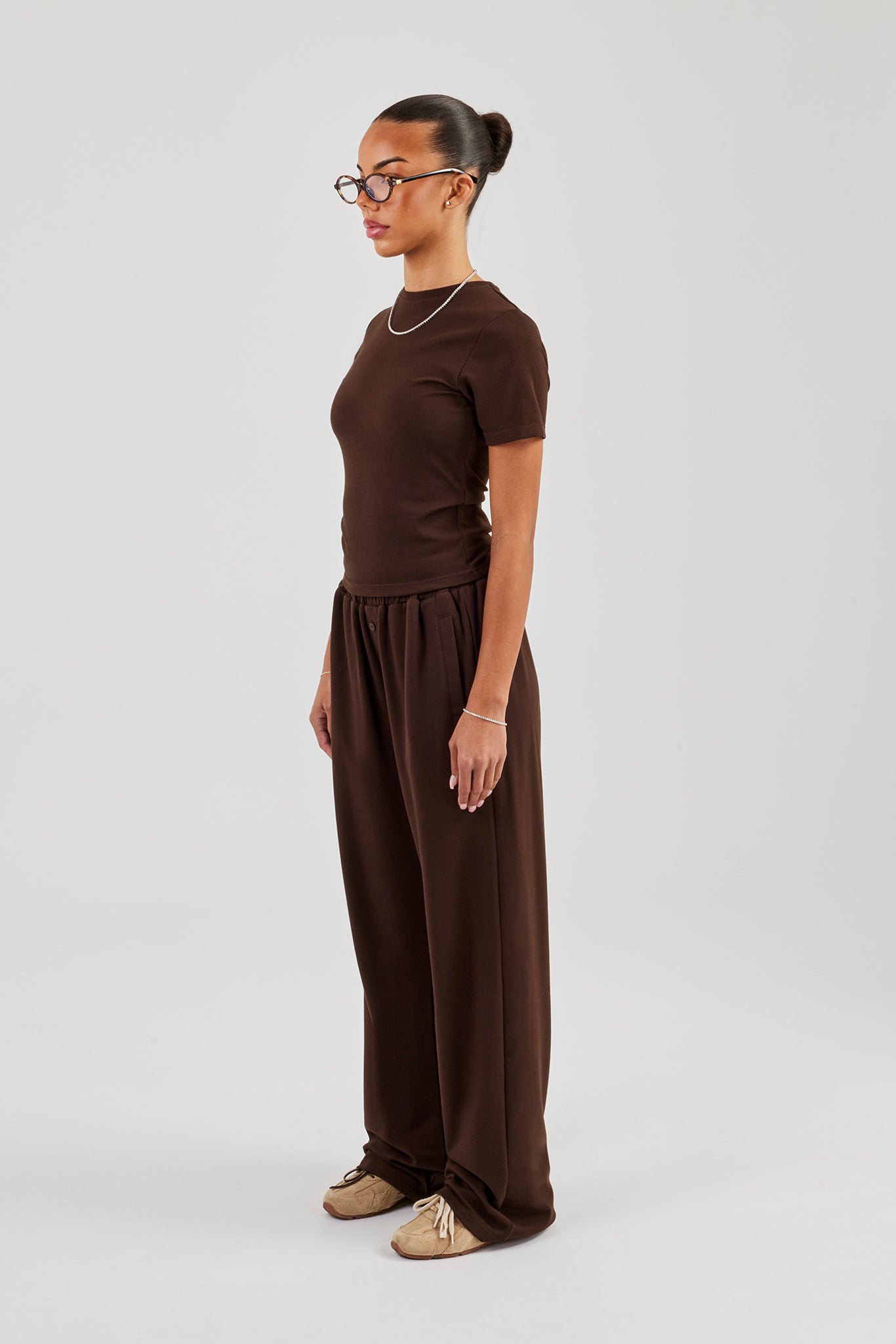Soft Touch Short Sleeve Top & Trouser - Chocolate